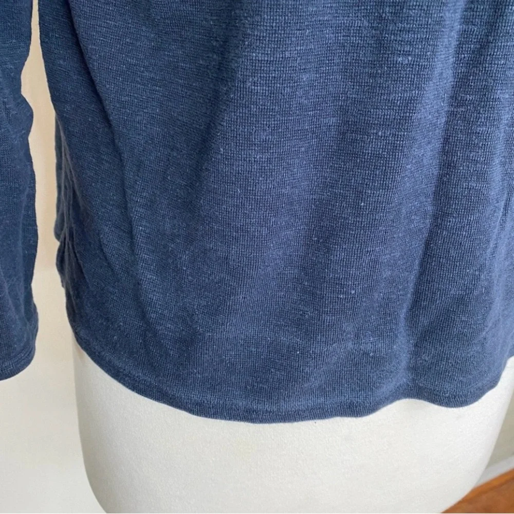 J. Jill Women's Navy Blue Tencel Linen Open Boxy Soft Cardigan Size XSP Coastal
